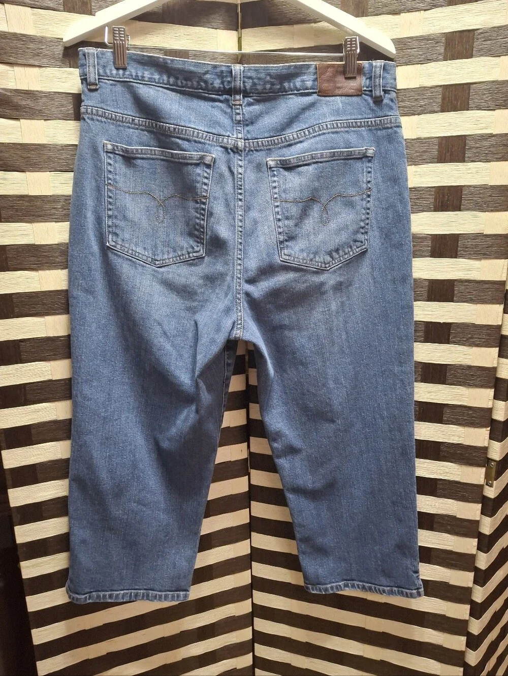 Y2K Lauren Jean Co. Crop Wide Leg Capri Denim Jeans Thailand Made Women Size 14 - Picture 6 of 16